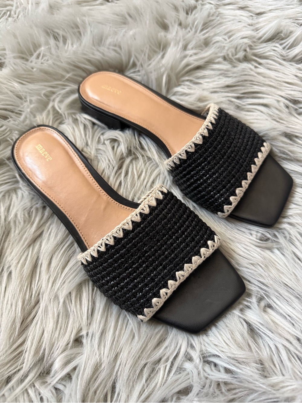 ANTHROPOLOGIE Maeve Coralie Raffia Slide Sandal Size 37 Size 7